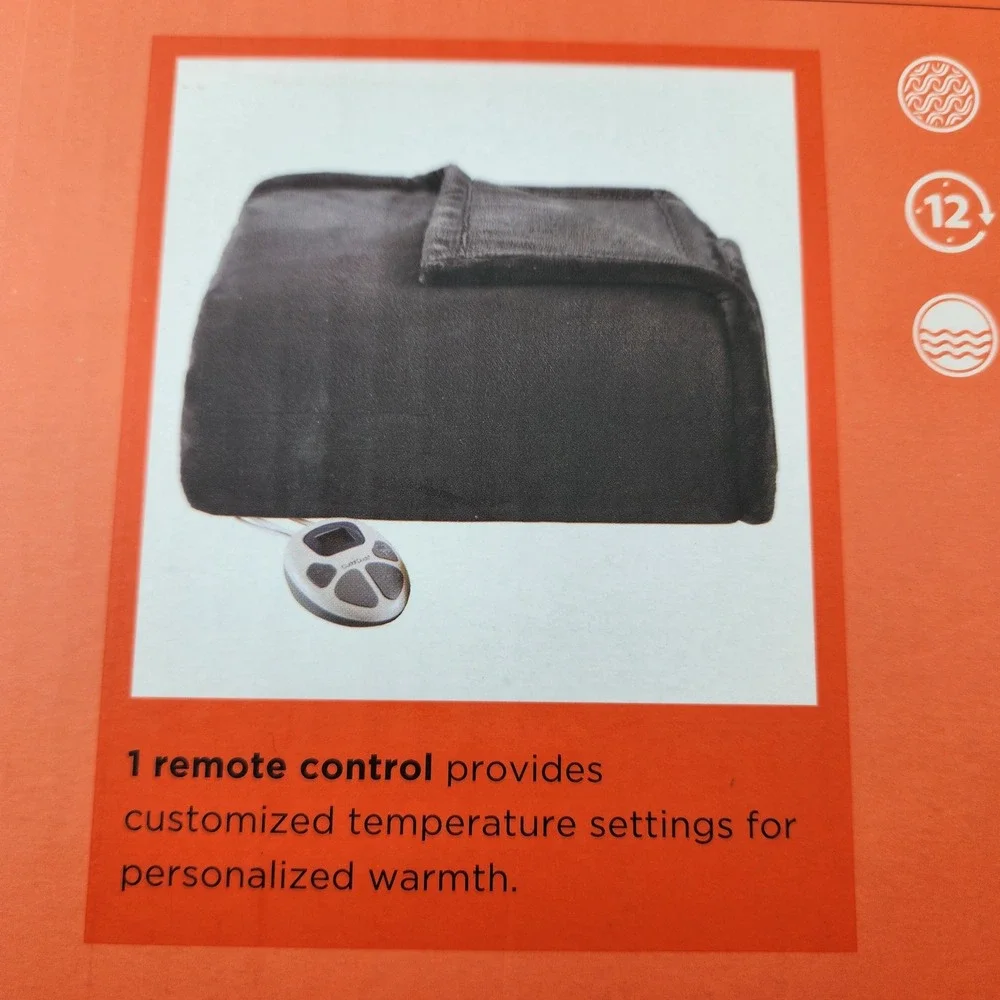 Cuddl Duds Plush Heated Blanket Twin Glacier Gray 10 Heat Settings Open Box